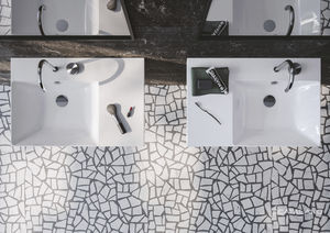lavabo mural / rectangular / de cerámica / moderno