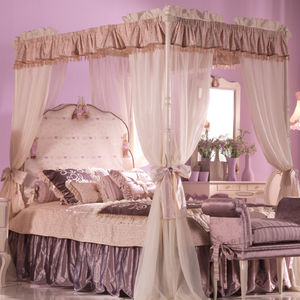 cama simple / con dosel / clásica / de tela