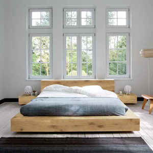 cama estándar / de matrimonio / moderna / de roble