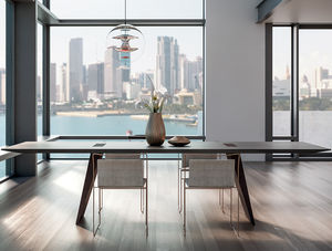 mesa de comedor moderna / de madera maciza / rectangular