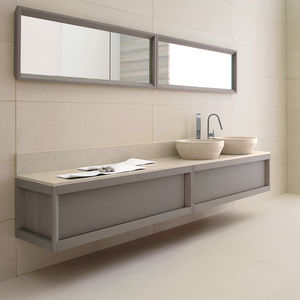 mueble de lavabo doble / suspendido / de pie / de fresno