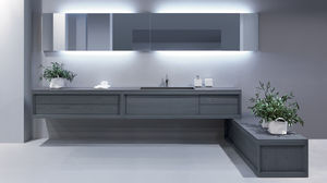 mueble de lavabo doble / suspendido / de fresno / moderno