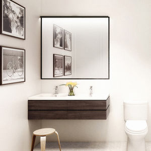 lavabo doble / suspendido / rectangular / de madera
