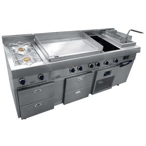 cocina profesional de acero inoxidable / modular / con asideros