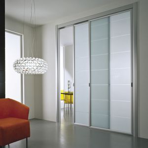 puerta acristalada / de interior / corredera / de material laminado