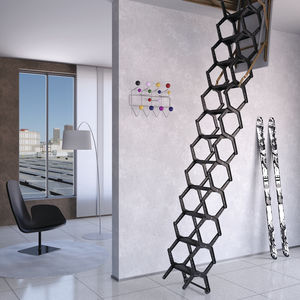 escalera elevada abatible / acordeón de protección / de acero