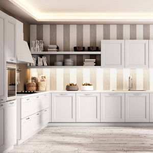 cocina clásica / de madera / en L / lacada