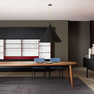 mesa moderna / de madera maciza / de fresno / ovalada