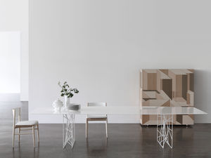 mesa moderna / de vidrio / de roble / de eucalipto