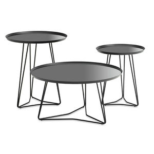 mesa de centro moderna / de vidrio / de metal lacado / de cuero