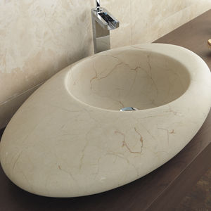 lavabo sobre encimera / ovalado / de piedra natural / moderno
