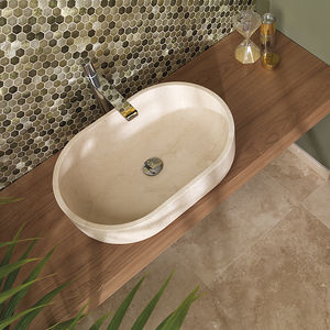 lavabo sobre encimera / ovalado / de piedra natural / moderno