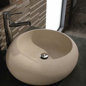 lavabo sobre encimera / redondo / de piedra natural / moderno
