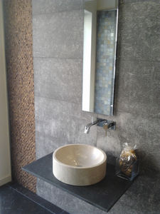 lavabo sobre encimera / redondo / de piedra natural / moderno