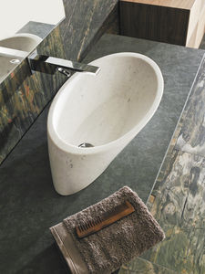 lavabo sobre encimera / redondo / de piedra natural / moderno