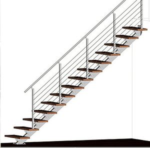 escalera recta / estructura de acero inoxidable / con peldaños de madera / sin contrahuellas