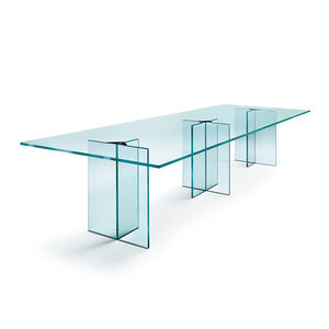 mesa de reuniones moderna / de vidrio / rectangular / transparente