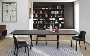 mesa moderna / de vidrio lacado / de metal pintado / rectangular
