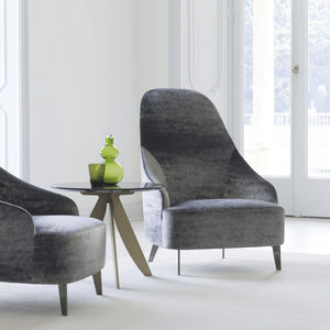 sillón moderno / de tejido / de cuero / con respaldo alto