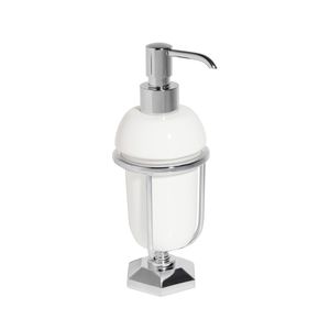dispensador de jabón de libre instalación / de metal cromado / de cerámica / manual