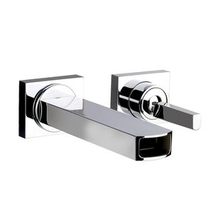 grifo monomando para lavabo / de pared / de metal cromado / de acero