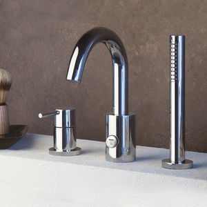 grifo monomando para bañera / de metal cromado / de baño / con 3 orificios