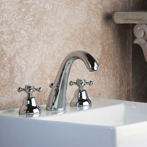 grifo mezclador para lavabo / de libre instalación / de metal cromado / de baño