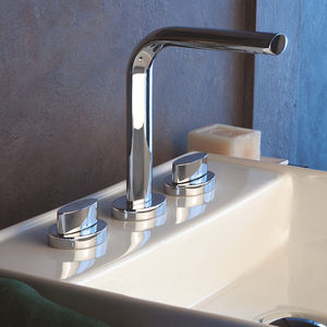 grifo mezclador para lavabo / de libre instalación / de metal cromado / de baño