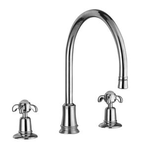 grifo monomando en encimera / de metal cromado / para cocina / con 3 orificios