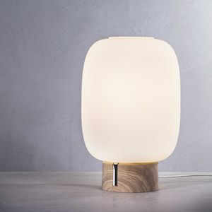lámpara de mesa / moderna / de vidrio soplado / de fresno