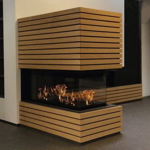 chimenea de leña / moderna / hogar cerrado / empotrable