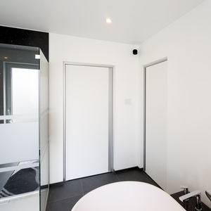 manilla de puerta / de aluminio / moderna / acabado plateado