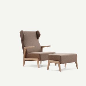 sillón moderno / de tela / con reposapiés / con orejas