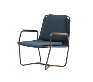 sillón moderno / de metal / patín / gris