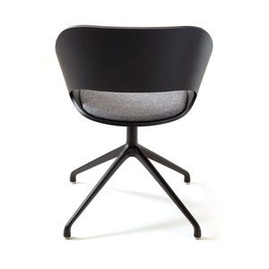 silla de visita moderna / de tela / de fresno / de aluminio pulido