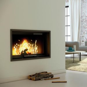 chimenea de leña / moderna / hogar cerrado / encastrable