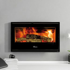 chimenea de leña / moderna / hogar cerrado / encastrable