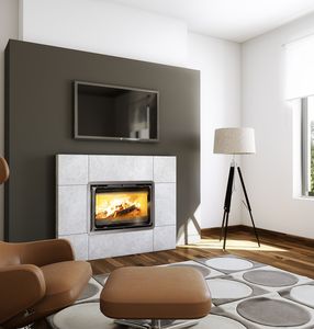 chimenea de leña / moderna / hogar cerrado / encastrable