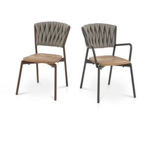 silla moderna / con reposabrazos / apilable / de tejido