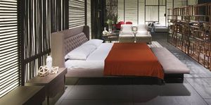 cama de matrimonio / moderna / tapizada / de tejido