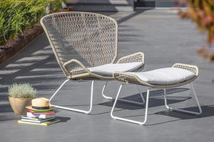 silla de jardín moderna / con respaldo alto / de aluminio / de teca
