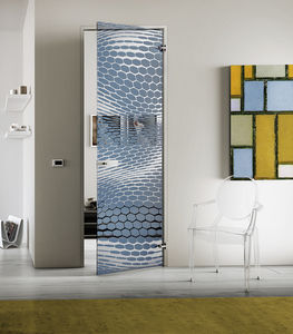 puerta de interior / abatible / de vidrio / decorativa