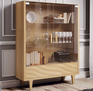 vitrina moderna / de vidrio / de madera lacada