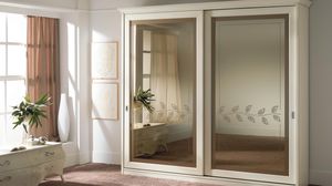 armario clásico / de madera lacada / con puertas corredizas / con espejo