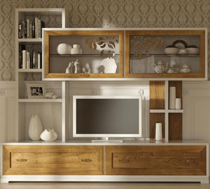 mueble TV de estilo / de madera / de madera lacada / de vidrio