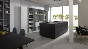 cocina moderna / de madera / con isla / oculta