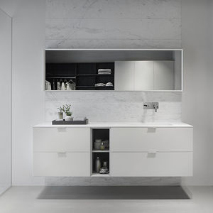 mueble de lavabo suspendido / laminado / de metal / de resina