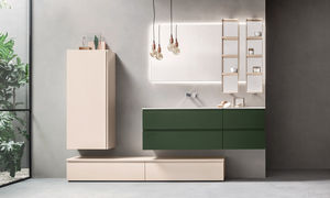 mueble de lavabo doble / suspendido / de melamina / de madera