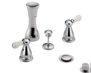 grifo monomando para bidé / de metal cromado / para baño / con 6 orificios