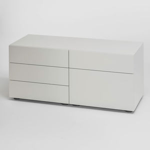 armario de oficina bajo / de chapa de madera / laminado / con cajones